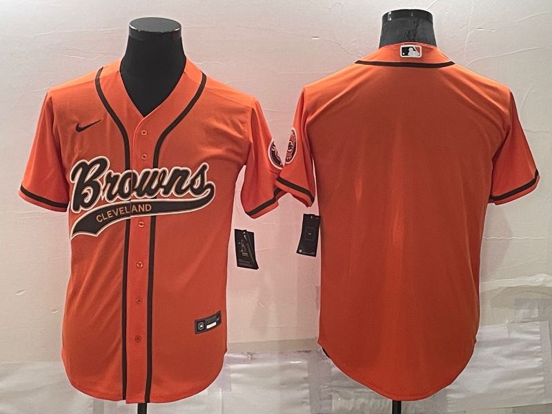 Men Cleveland Browns Blank Orange Nike Co branded Jersey->cleveland browns->NFL Jersey